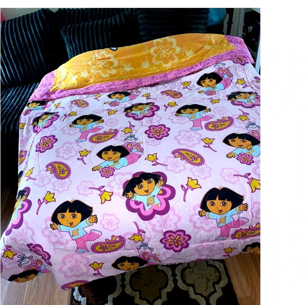 Y2K Vintage Dora The Explorer Comforter Reversible Twin Full Pink Nickelodeon